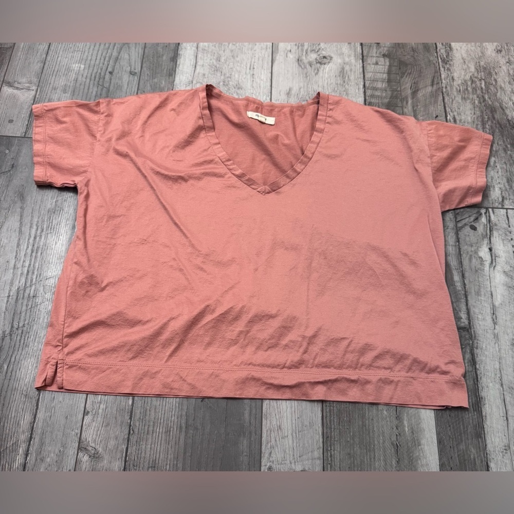 Madewell Crop Boxy T-shirt Dusty Rose V-Neck Oversized Medium
